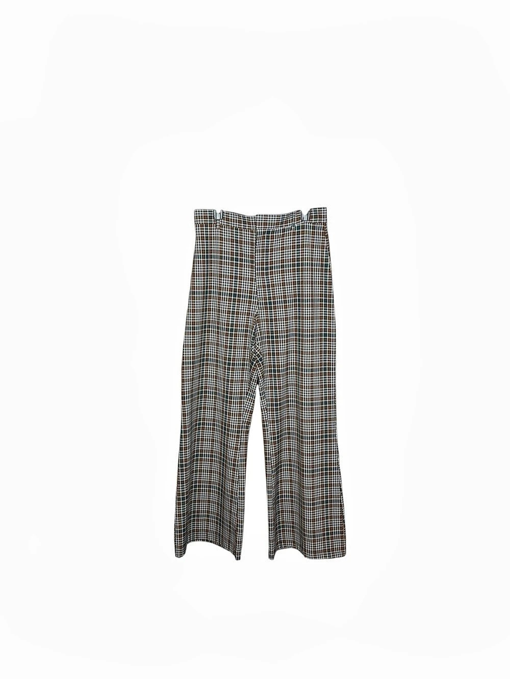 Free People Plaid Wide Leg Pants in Brown & Black Size 14